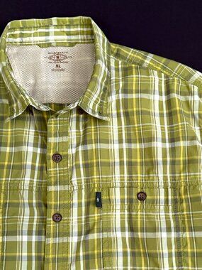 GH Bass Mens Shirt XL Green Plaid Short Sleeve Outdoors Adventure
